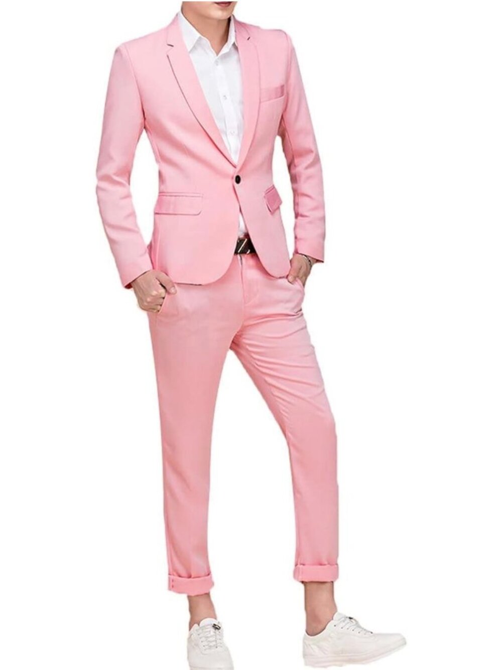 Men's Pink Suit One-button Single Breasted
